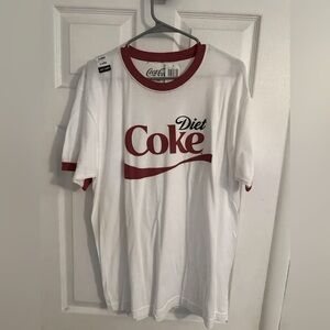 Diet Coke Ringer White Red Tshirt Size XL Retro Style